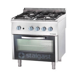 Zdjęcie do “Stalgast Kuchnia gazowa z piekarnikiem elektrycznym, 4-palnikowa, P 20.5+7 kW, U G30 - kod S9715130”.