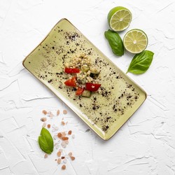 Zdjęcie do “Talerz prostokątny Fine Dine OLIVE 300x150 mm - kod 769669”.