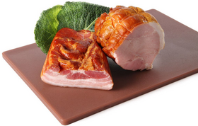 Zdjęcie do “Deska do krojenia HACCP - 600 x 400 brązowa do gotowanego mięsa, wędlin - kod 825648”.