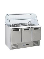 Zdjęcie do “Hendi Stół chłodniczy sałatkowy 3- drzwiowy z nadstawą szklaną 368 l - kod 236192”.