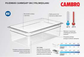 Zdjęcie do “Cambro Pojemnik GN 1/2  z poliwęglanu wys. 150 mm - kod 26CW135”.