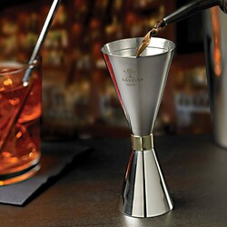 Zdjęcie do “Barfly Jigger Miarka barmańska Slim Style 30/60ml, stal nierdzewna ze złotą obwódką - kod M37096”.