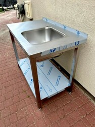 Zdjęcie do “Outlet Hendi Stół ze zlewem po prawej stronie i półką, skręcany 1000x600x(H)850 mm - kod 817018”.