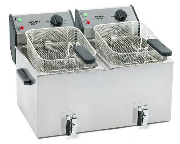Zdjęcie do “Stalgast Frytownica nastawna, 2-komorowa z kranem 2x8 l, 6800 W - kod S777326”.