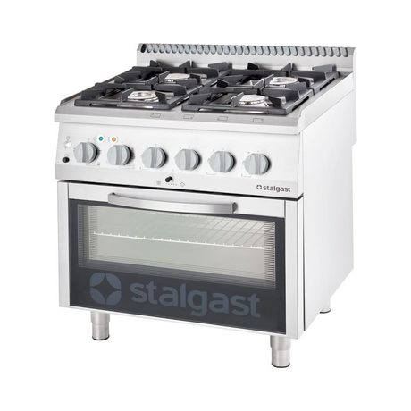 Zdjęcie do “Stalgast Kuchnia gazowa z piekarnikiem elektrycznym, 4-palnikowa, P 20,5+7 kW, U G20 kod S9715110”.