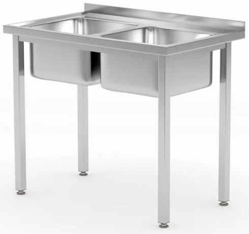 Zdjęcie do “Hendi Stół z dwoma zlewami skręcany 1000x600x(H)850 mm - kod 817049”.