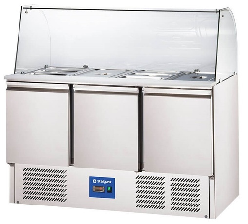 Zdjęcie do “Stalgast Stół chłodniczy 3 drzwiowy sałatkowy z nadstawą szklaną, poj, 368 l - kod S832232”.