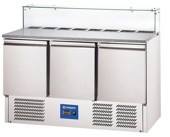 Zdjęcie do “Stalgast Stół chłodniczy 3 drzwiowy do pizzy z nadstawką szklaną 402 l - kod S833037”.