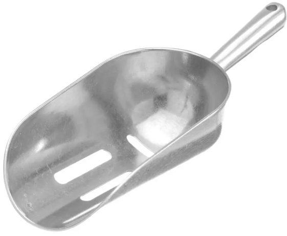 Zdjęcie do “Szufelka barmańska aluminiowa 0,35 l z otworami - kod 521434”.