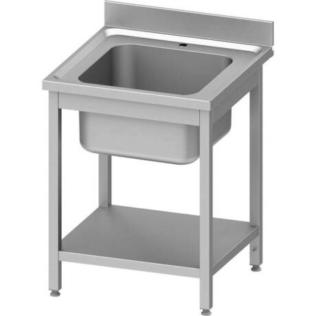 Zdjęcie do “Stalgast stół ze zlewem 1 komora z półką 600x600x850 mm skręcany - kod S954456060”.