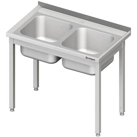 Zdjęcie do “Stalgast stół ze zlewem 2-komorowym 1000x600x850 mm skręcany - kod S954536100”.