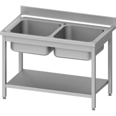 Zdjęcie do “Stalgast stół ze zlewem 2-komorowym i półką 1000x700x850 mm skręcany - kod S954587100”.