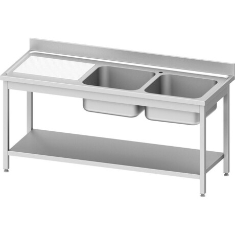 Zdjęcie do “Stalgast stół ze zlewem 2-komorowym i półką 1400x600x850 mm skręcany - kod S954596140”.