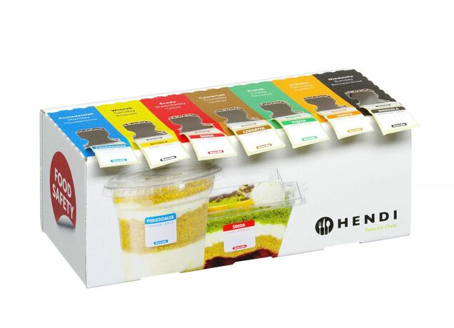 Zdjęcie do “Zestaw etykiet jednorazowych food safety 1000 szt. na każdy dzień tygodnia z podajnikiem - kod 850305”.