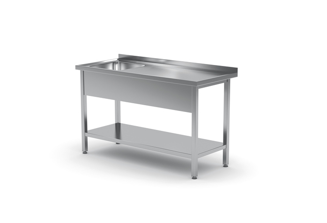 Zdjęcie do “Stół ze zlewem i półką 1200x600x(H)850 POLGAST - kod 212 126-L”.