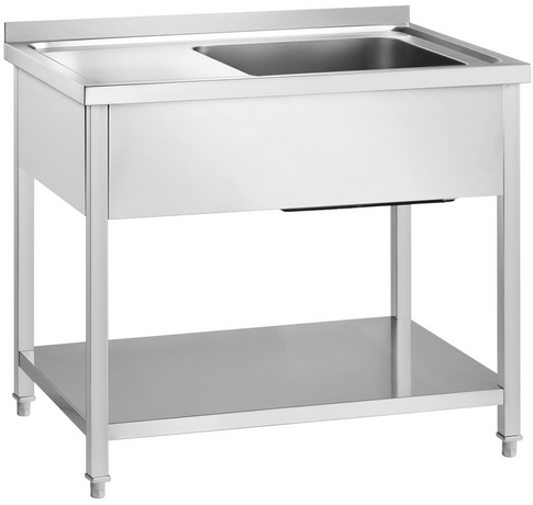 Zdjęcie do “Stalgast stół ze zlewem prawym i półką 1000x700x850 mm skręcany- kod S673307”.