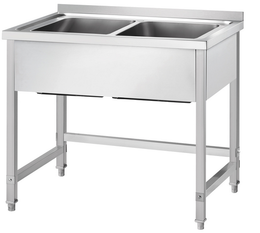 Zdjęcie do “Stalgast Stół ze zlewem 2-komorowym 1000x600x850 mm skręcany- kod S675106”.