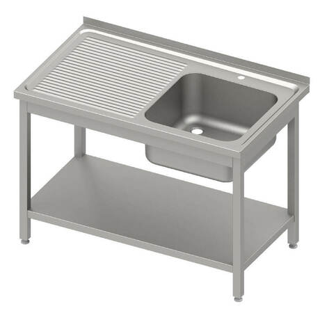 Zdjęcie do “Stalgast Stół ze zlewem prawym i półką, spawany 1000x600x(H)850 mm - kod S614306”.