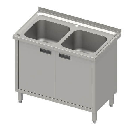 Zdjęcie do “Stalgast Stół ze zlewem 2-komorowym i szafką spawany 1000x600x(H)850 mm - kod S616306”.