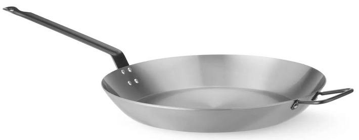 Zdjęcie do “Hendi Patelnia Lyonnaise stali węglowej z 2 uchwytami śr. 360x(H)140 mm - kod 629482”.