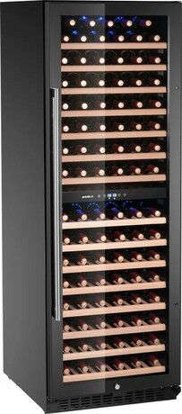 Zdjęcie do “Lodówka do wina, 2-strefowa, 131 butelki, Arktic, czarna 697x595x(H)1756mm kod 237137”.