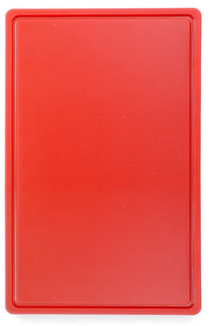 Zdjęcie do “Deska do krojenia HACCP - GN 1/1 czerwona do surowego mięsa (gładka i z wycięciem) - kod 826010”.