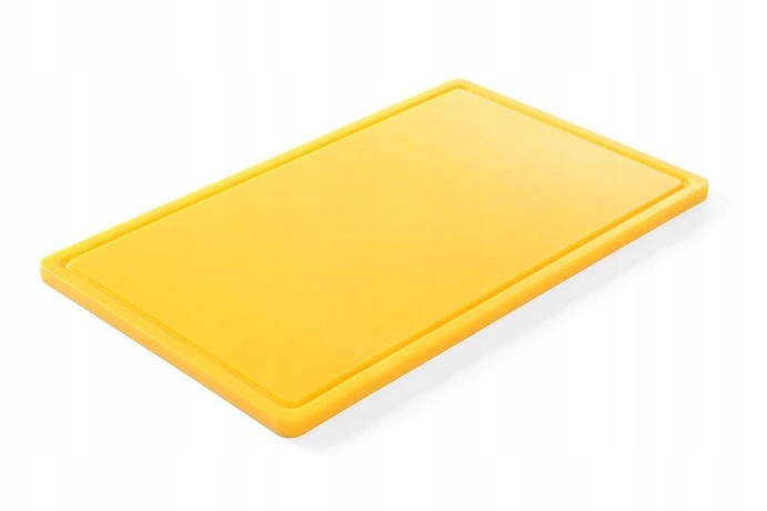Deska do krojenia HACCP - GN 1/1 żółta do drobiu surowego (gładka i z wycięciem) - kod 826058