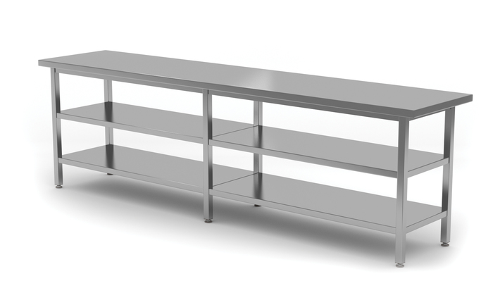 Zdjęcie do “Stół centralny z dwiema półkami 2400x800x850 mm - kod 112 248/2-6”.