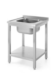 Zdjęcie do “Stół z jednym zlewem z półką 600x600x(H)850 mm - skręcany kod 811856”.