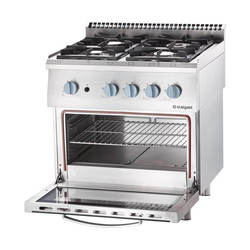 Zdjęcie do “Stalgast Kuchnia gazowa z piekarnikiem elektrycznym, 4-palnikowa, P 20.5+7 kW, U G30 - kod S9715130”.