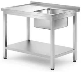 Zdjęcie do “Stół ze zlewem po prawej i półką skręcany 1000x700x(H)850 mm - kod 812938”.