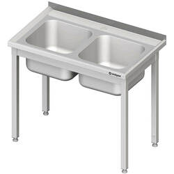 Zdjęcie do “Stalgast stół ze zlewem 2-komorowym 1000x600x850 mm skręcany - kod S954536100”.