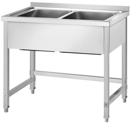 Zdjęcie do “Stalgast Stół ze zlewem 2-komorowym 1000x600x850 mm skręcany- kod S675106”.