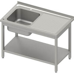 Zdjęcie do “Stalgast Stół ze zlewem lewym i półką, spawany 1200x600x(H)850 mm - kod S614126”.