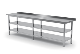 Zdjęcie do “Stół przyścienny z dwiema półkami 2000x700 - kod 103 207/2-6”.